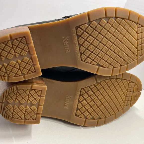 Xena Black Leather Steel-toe Shoes Size 10.5 - Picture 8 of 11